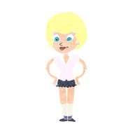 cartoon pretty woman with hands on hips N23