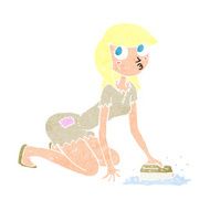 cartoon cinderella scrubbing floors N9