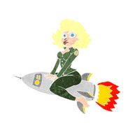 cartoon army pin up girl riding missile N9
