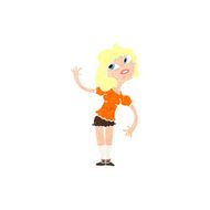 Cartoon Woman Waving N386