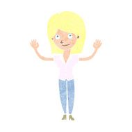cartoon woman holding up hands N23