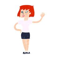 Cartoon Woman Waving N387