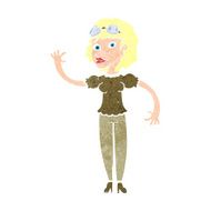 cartoon pilot woman waving N11