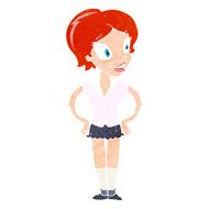 cartoon happy woman in short skirt N11