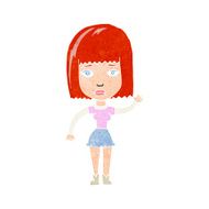 cartoon waving woman N159