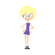 Cartoon Girl With Hands On Hips N22