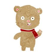 cartoon waving teddy bear with scarf N3