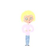 cartoon woman gesturing at self N33