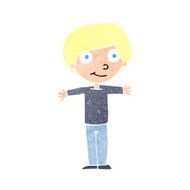 cartoon happy boy with open arms N22