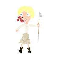 cartoon woman with spear sticking out tongue N10