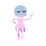 cartoon female astronaut N35