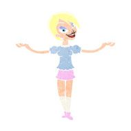 cartoon woman making open arm gesture N11