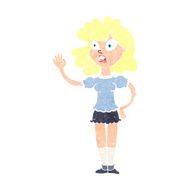 cartoon worried woman waving N22