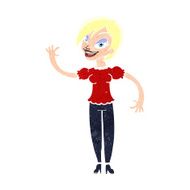 Cartoon Woman Waving N388