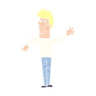 cartoon happy waving man N13