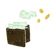 cartoon wallet spilling money N13