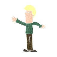 cartoon happy man waving N43