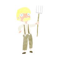 Cartoon Farmer With Pitchfork N13