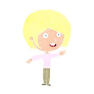 cartoon happy girl waving N11
