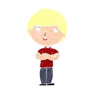 cartoon happy man with folded arm N11