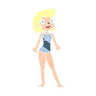 cartoon woman in swimming costume N12