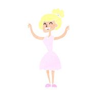 cartoon woman with raised arms N11