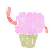 cartoon worm in cupcake N12