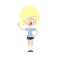 cartoon pretty girl waving N35