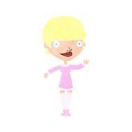 cartoon waving woman N163