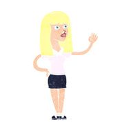 cartoon pretty woman waving N102