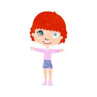 cartoon happy woman pointing N79