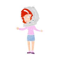 cartoon woman wearing astronaut helmet N12