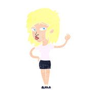 cartoon pretty woman waving N103