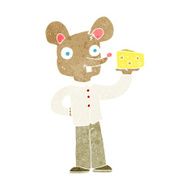 cartoon mouse holding cheese N11