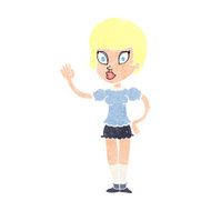 cartoon pretty girl waving N36