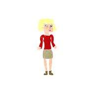cartoon woman shrugging shoulders N555