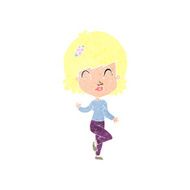 cartoon pretty woman dancing N22