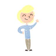 cartoon friendly waving woman N12