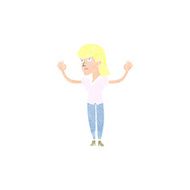 cartoon woman throwing hands in air N11