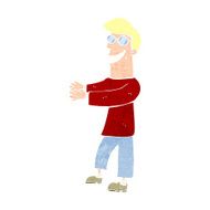 cartoon grinning man wearing glasses N12