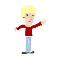 cartoon worried man reaching out N21