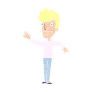 cartoon worried man reaching out N22