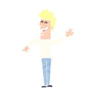 cartoon happy man waving N45