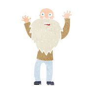 cartoon frightened old man with beard N12