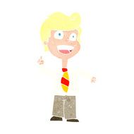 cartoon school boy raising hand N12