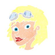 cartoon happy woman wearing aviator goggles N12