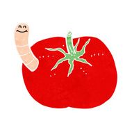 cartoon tomato with worm N11