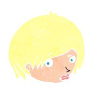 cartoon female face with raised eyebrow N11