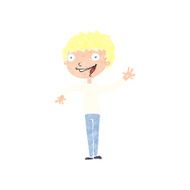 cartoon happy boy waving N26