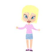 cartoon woman shrugging shoulders N565